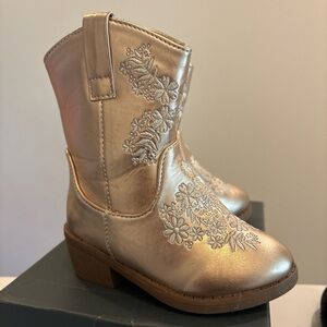Gold Embroidered Kids Boots